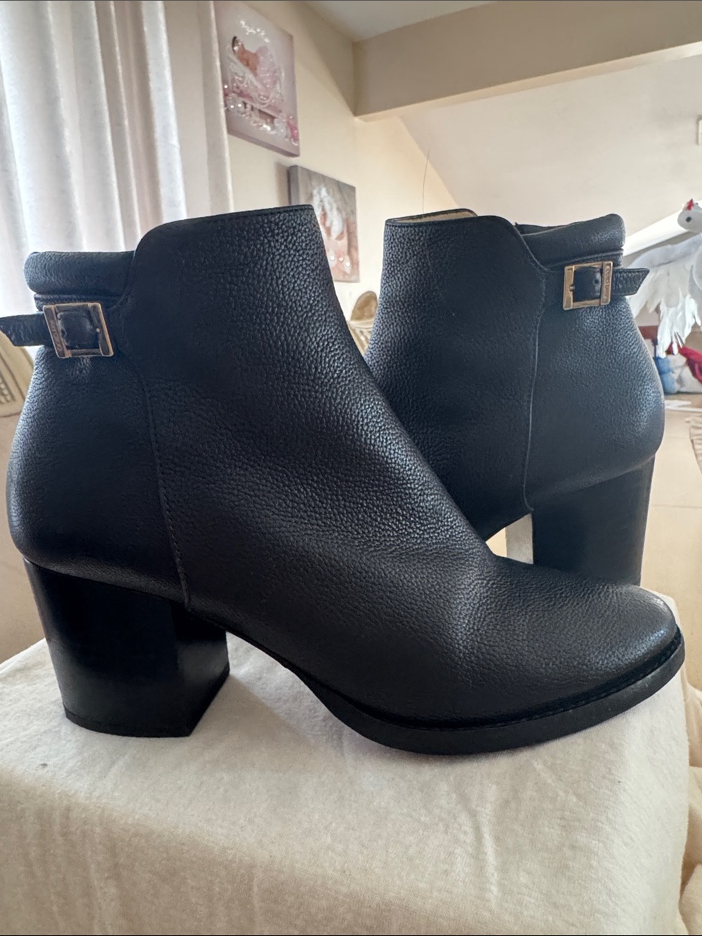 Jimmy Choo Black Leather Ankle Boots - Classic Women's Chelsea Heel - Picture 3 of 7